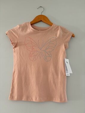 Puma Peach Short-Sleeve Tee with Outline Butterfly